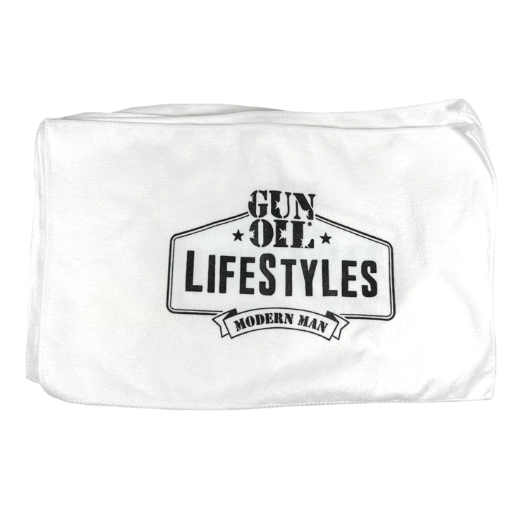 gun oil lifestyles face towel white